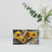 Carte de visite de tournesols rustiques sur billes (Debout devant)