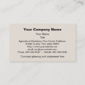 Carte de visite de tracteur et de charrue (Dos)