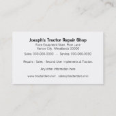 Carte de visite de tracteurs agricoles (Dos)