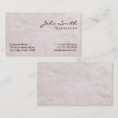 Carte de visite de traducteur de texture de fourru (Devant / Derrière)