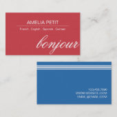 Carte de visite de traducteur d'interprètes profes (Devant / Derrière)