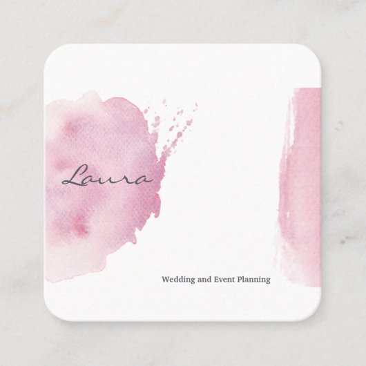 Carte de visite de trait d'aquarelle rose (Devant)