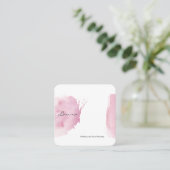 Carte de visite de trait d'aquarelle rose (Debout devant)