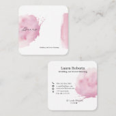 Carte de visite de trait d'aquarelle rose (Devant / Derrière)