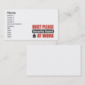 Carte De Visite De tranquillité garde de sécurité svp au travail (Devant / Derrière)