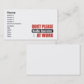 Carte De Visite De tranquillité opérateur radio svp au travail (Devant / Derrière)