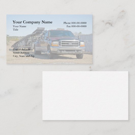 Carte de visite de transport (Devant / Derrière)