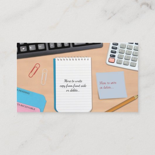 Carte de visite de travail du bureau comptable (Dos)