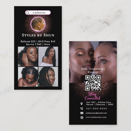 Carte de visite de tresse de texte plus grand (Devant / Derrière)