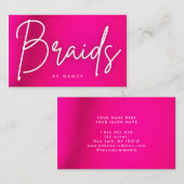 Carte de visite de tresses en néon rose chaud (Devant / Derrière)