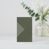 Carte de visite de triangle texturé vert mousse pe (Debout devant)