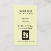 Carte de visite de trimmer d'arbre d'arboriste (Dos)