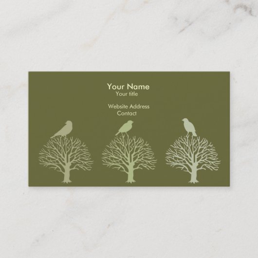 Carte de visite de trois oiseaux d'arbre (Devant)