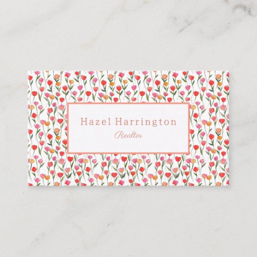 Carte de visite de tulipes d'aquarelle personnalis (Devant)
