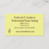 Carte de visite de tuner de piano (Dos)