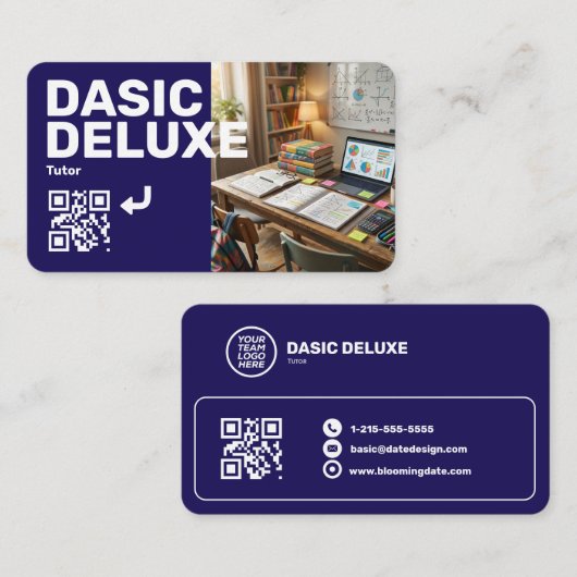 Carte de visite de tuteur avec logo et code QR (Devant / Derrière)