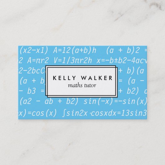 Carte de visite de tuteur mathématique bleu et bla (Devant)