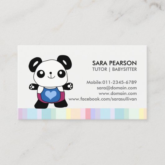 Carte de visite de tuteur Panda Mignon (Devant)