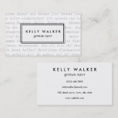 Carte de visite de typographie de langue allemande (Devant / Derrière)