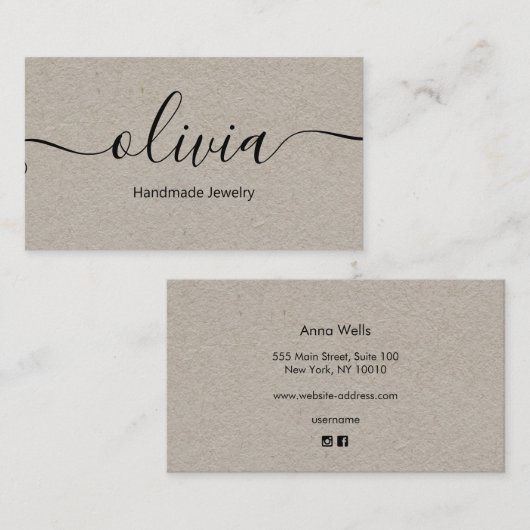 Carte de visite de typographie de script de signat (Devant / Derrière)