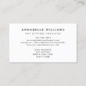 Carte de visite de typographie des services d'hébe (Dos)