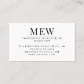 Carte de visite de typographie moderne Simple Arch (Dos)