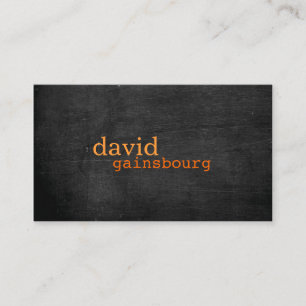 Carte de visite de typographie orange bois noir