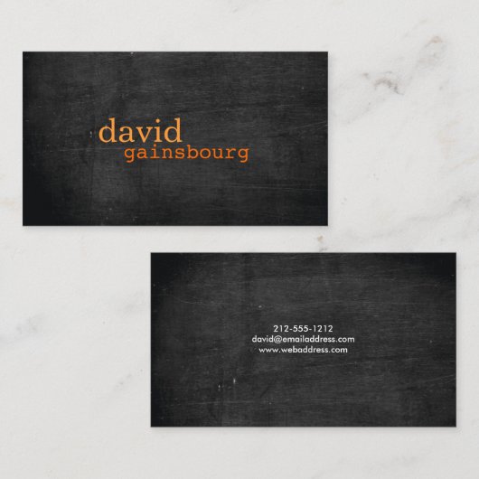 Carte de visite de typographie orange bois noir (Devant / Derrière)