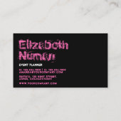 Carte de visite de typographie rose et noire (Dos)