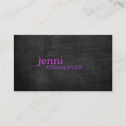 Carte de visite de typographie violet en bois noir (Devant)