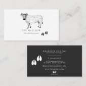 Carte de visite de vache de boucher d'esquisse vin (Devant / Derrière)