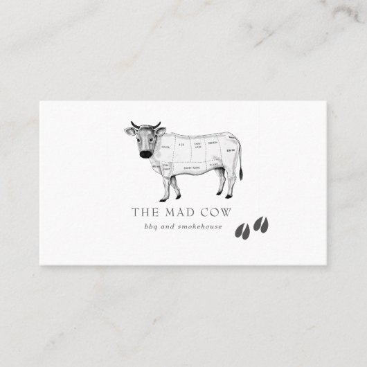 Carte de visite de vache de boucher d'esquisse vin (Devant)