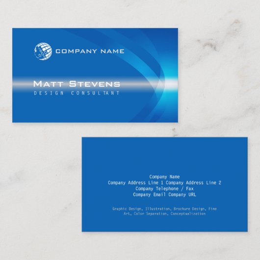 Carte de visite de vague couleur bleue (Devant / Derrière)