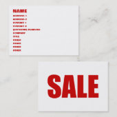 CARTE DE VISITE DE VENTE (Devant / Derrière)