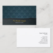 Carte de visite de vente au détail Blue Damask Tea (Devant / Derrière)