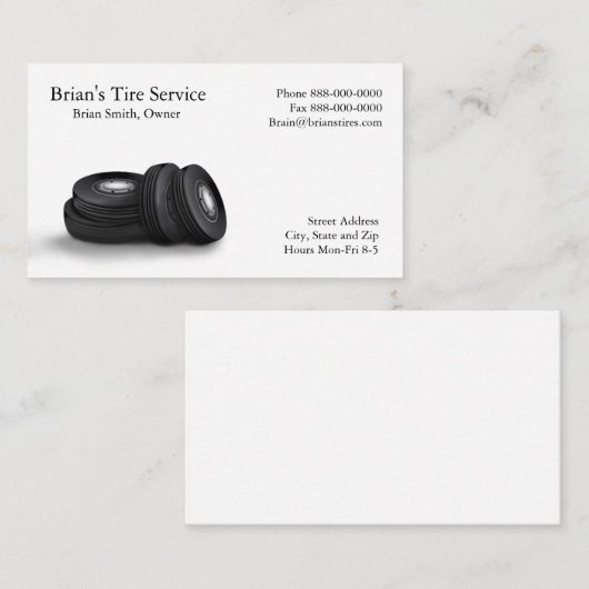 Carte de visite de vente de pneus (Devant / Derrière)