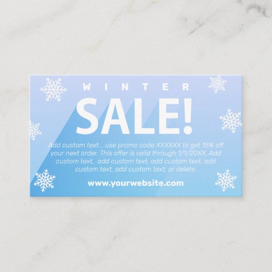 Carte de visite de vente d'hiver (Devant)