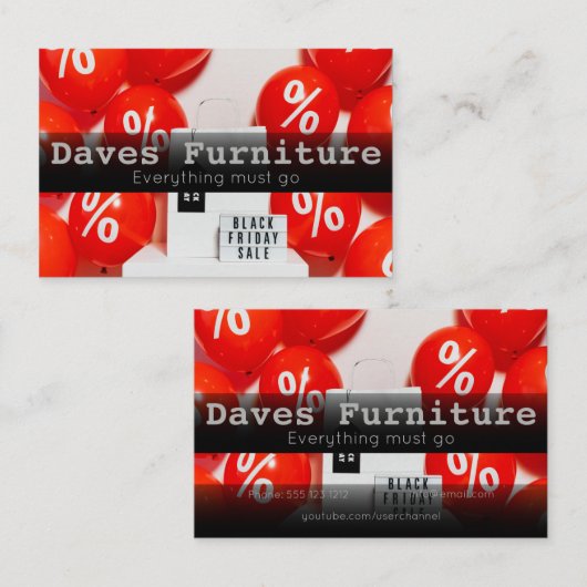 Carte de visite de vente du vendredi noir (Devant / Derrière)