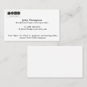 Carte de visite de vente porte à porte (Devant / Derrière)