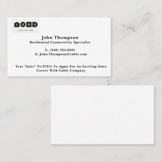 Carte de visite de vente porte à porte (Devant / Derrière)