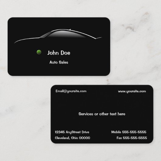 Carte de visite de ventes automatiques de voiture (Devant / Derrière)