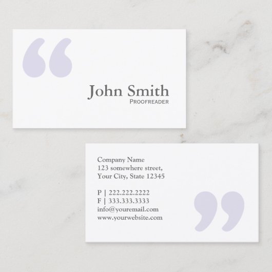Carte de visite de vérification des devis simples (Devant / Derrière)