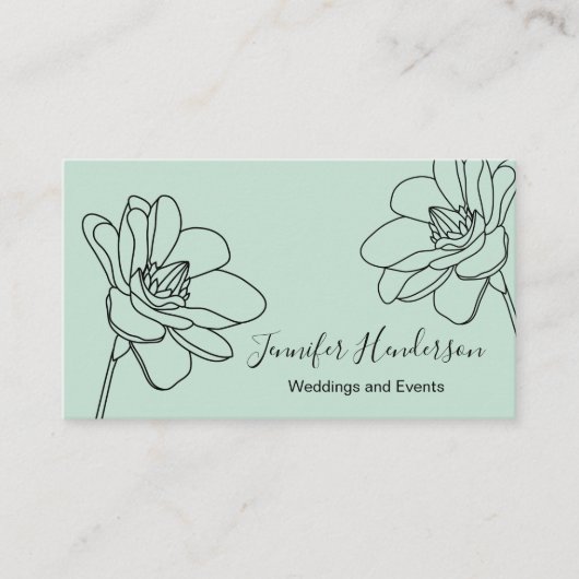 Carte de visite de vert de menthe de fleur de (Devant)