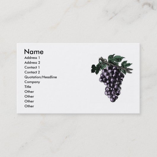 Carte de visite de vignes de raisin (Devant)