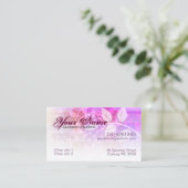 Carte de visite de vignes florales rose et crème (Debout devant)