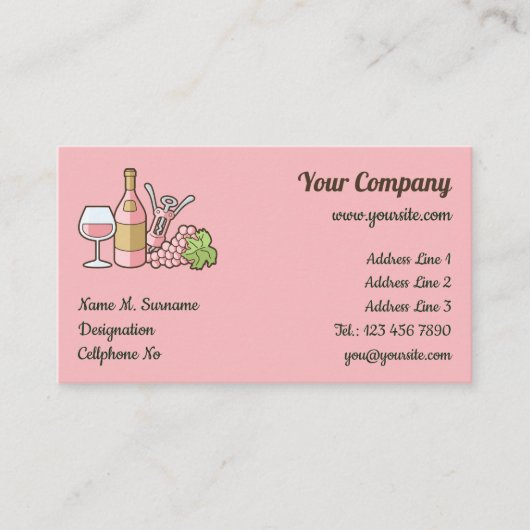 Carte de visite de vin rose (Devant)