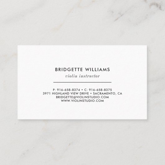 Carte de visite de violon aquarelle (Dos)