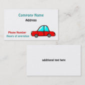 Carte de visite de voiture (Devant / Derrière)