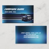 Carte de visite de voiture en métal bleu Mustang (Devant / Derrière)