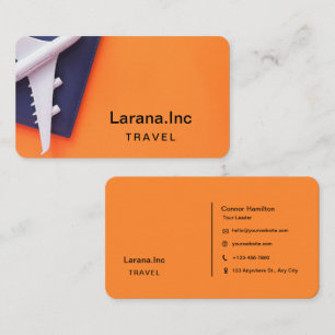 Carte de visite de voyage simple orange et noir
